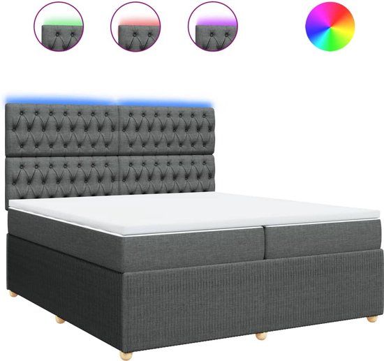 vidaXL Boxspring met matras stof donkergrijs 200x200 cm