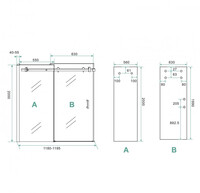 Wiesbaden Nisdeur Schuifbaar 2-Delig 120x200 cm 8 mm Nano Coating Mat Zwart
