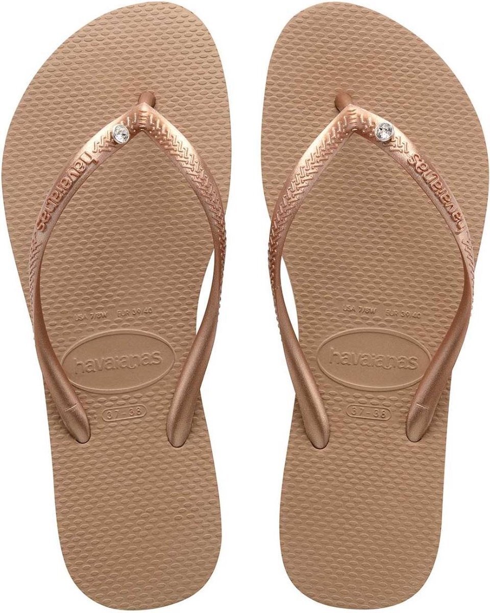 Havaianas Slim Crystal SW II Dames Slippers - Rose Gold - Maat 35/36