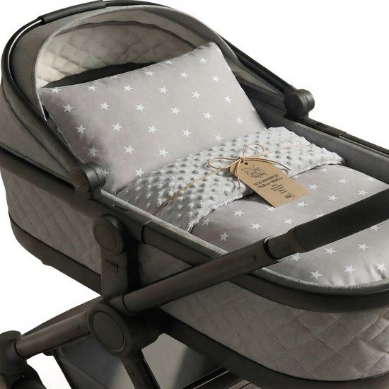 Totsy baby ASE Spolka Akcyjna Babydeken Knuffeldeken Set: Winterdeken 75x60 cm + Kussen 35x30 cm minky – dubbelzijdig fleece katoen warm zacht donzig kinderen newborn – wiegdeken kinderwagen omkeerbaar peuter Oeko-Tex Sterren
