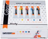 Cobra Study primary set 5 kleuren 40 ml tubes watervermengbare olieverf