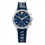 Versace VEKB00222 Dameshorloge - Roestvrij Staal - Zilver/Blauw