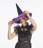 Merkloos Heksenhoed met Sluier - Zwart/Paars - Volwassenen - Halloween