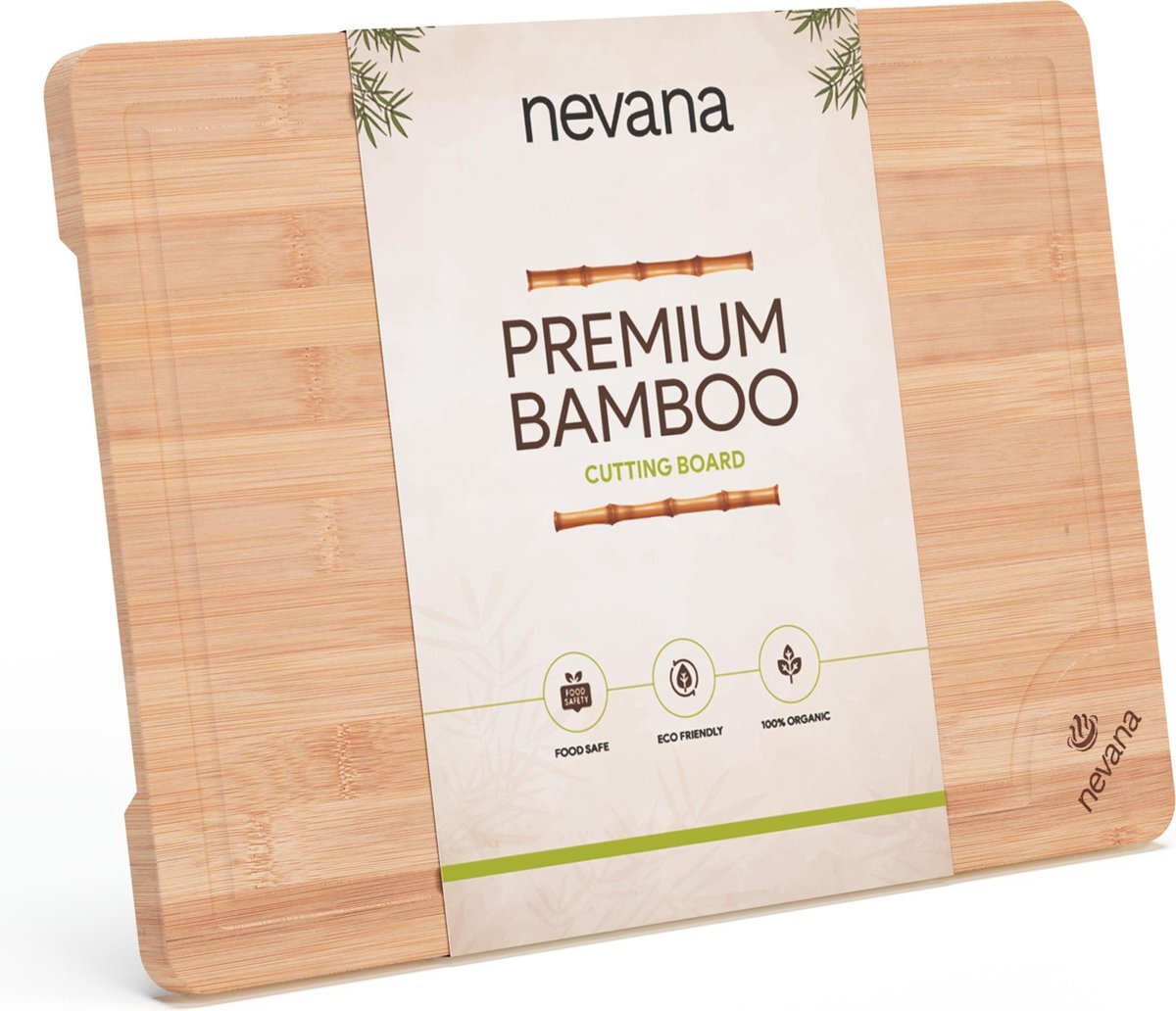 Nevana Snijplank van Bamboe met Sapgeul - Cutting Board - Hakblok - Groot formaat - Luxe Design - Hout - 37x25x2cm