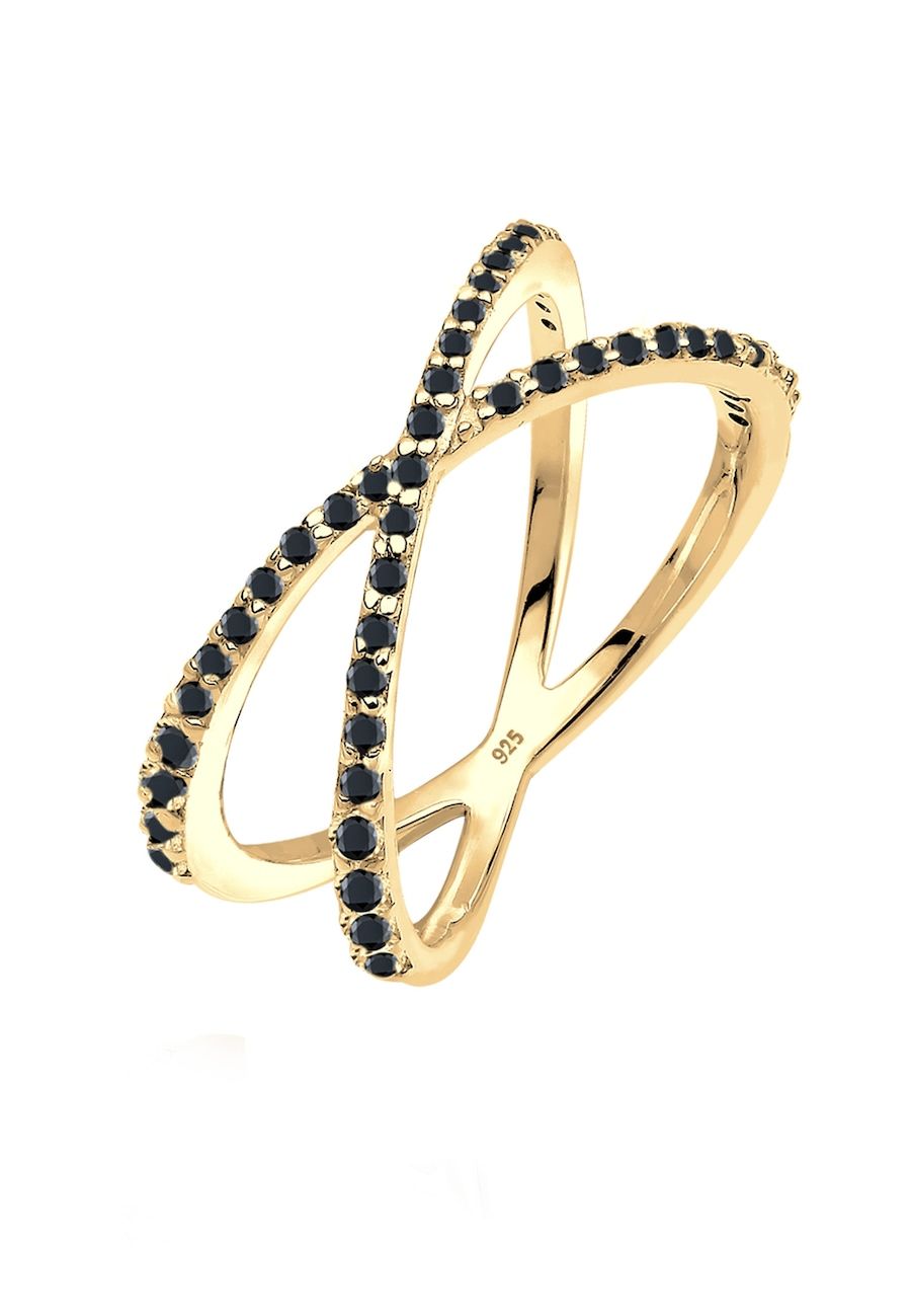 Elli Ring Dames Wikkel X met Zirkonia Kristallen in 925 Zilver