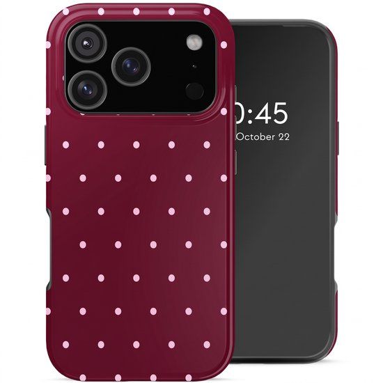 Selencia Hoesje - Geschikt voor Apple iPhone 17 Pro Max - Backcover - Happy Dots Burgundy