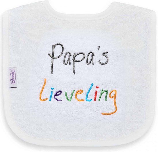 Funnies Slabber Papa's Lieveling Junior 40 Cm Katoen Wit