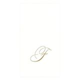 Caspari Monogram papieren handdoeken, met initiaal F, White Pearl, 24 stuks