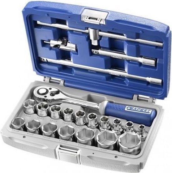 Expert by Facom doppen en hulpstukken 1/2" | metrische maten | 22-delig | in koffer | E032900