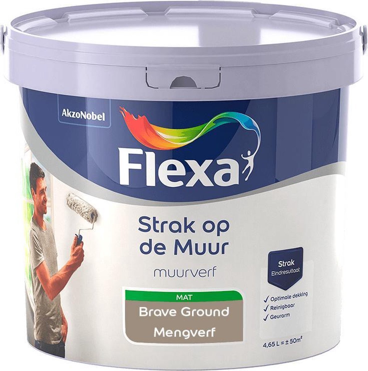 FLEXA Strak op de muur - Muurverf - Kleur van het jaar 2021 - Brave Ground - 5 Liter