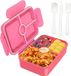 Unyqoos® Lunchbox enfant 1100ml avec compartiments, lunchbox étanche avec couverts, rose