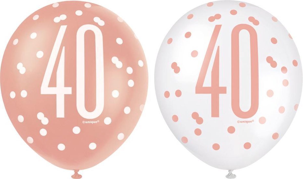 - Ballonnen 40 Jaar Rosé Goud 30cm 6st