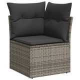 vidaXL 14-delige loungeset met kussens, polyrattan, grijs
