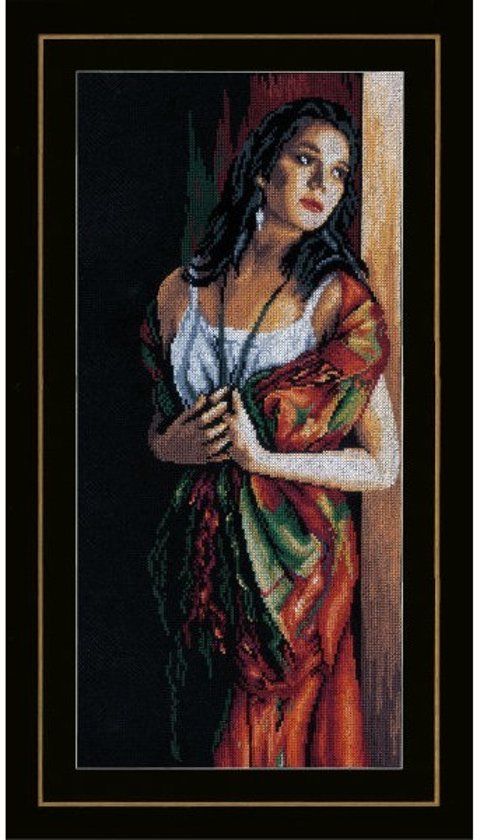 Lanarte borduurpakket dame turend door raam PN0168603
