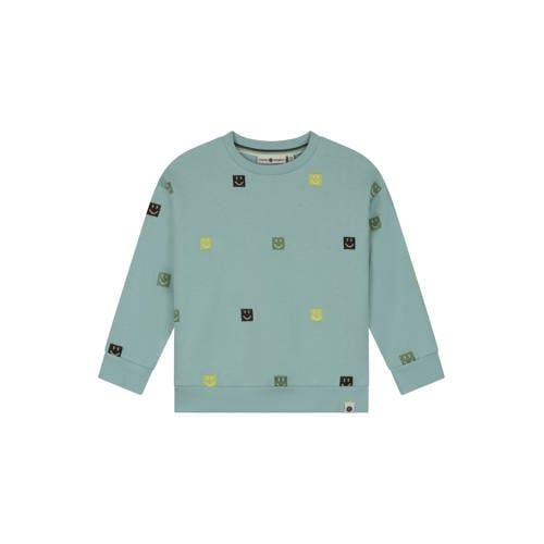 Stains&Stories sweater met borduursels - lichtblauw