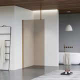FortiFura Galeria inloopdouche - 60x200cm - rookglas - geborsteld koper