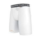 ShockDoctor Herren Tiefschutz Kompressions Short mit Cup Tasche ohne Cup, White, XL, 220-WH