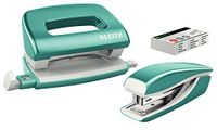 Leitz 55612051 set met mini-nietmachine en mini-perforator, nieten of perforeren tot 10 vellen, nietjes P2 nr. 10 inbegrepen, WOW, mint