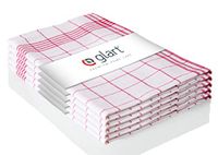 Glart 48KR1 5-delige set theedoeken, keukendoeken, vaatdoeken, keukenhanddoeken, 50 x 70 cm, 100% katoen OEKO-TEX, rood geruit, voorgewassen