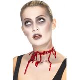 Smiffys Halloween bloed doorlopen litteken - rondom nek - ketting - rood - horror wonden -