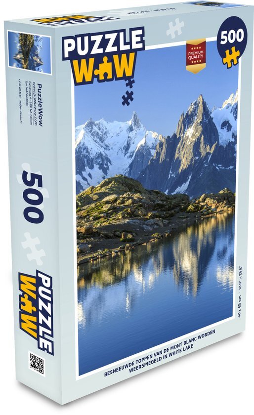 MuchoWow Puzzel Besneeuwde toppen van de Mont Blanc worden weerspiegeld in White Lake - Legpuzzel - Puzzel 500 stukjes