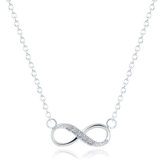 LGT JWLS Hippe dames ketting Infinity Zircon Zilverkleurig
