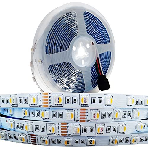 Tesfish 24V LED Strip Light, 4 in 1, RGBWW RGB + warm wit 3000K 5M LED strip