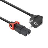 ACT Netsnoer CEE 7/7 male (angled) - C15 IEC Lock+ zwart 3 m