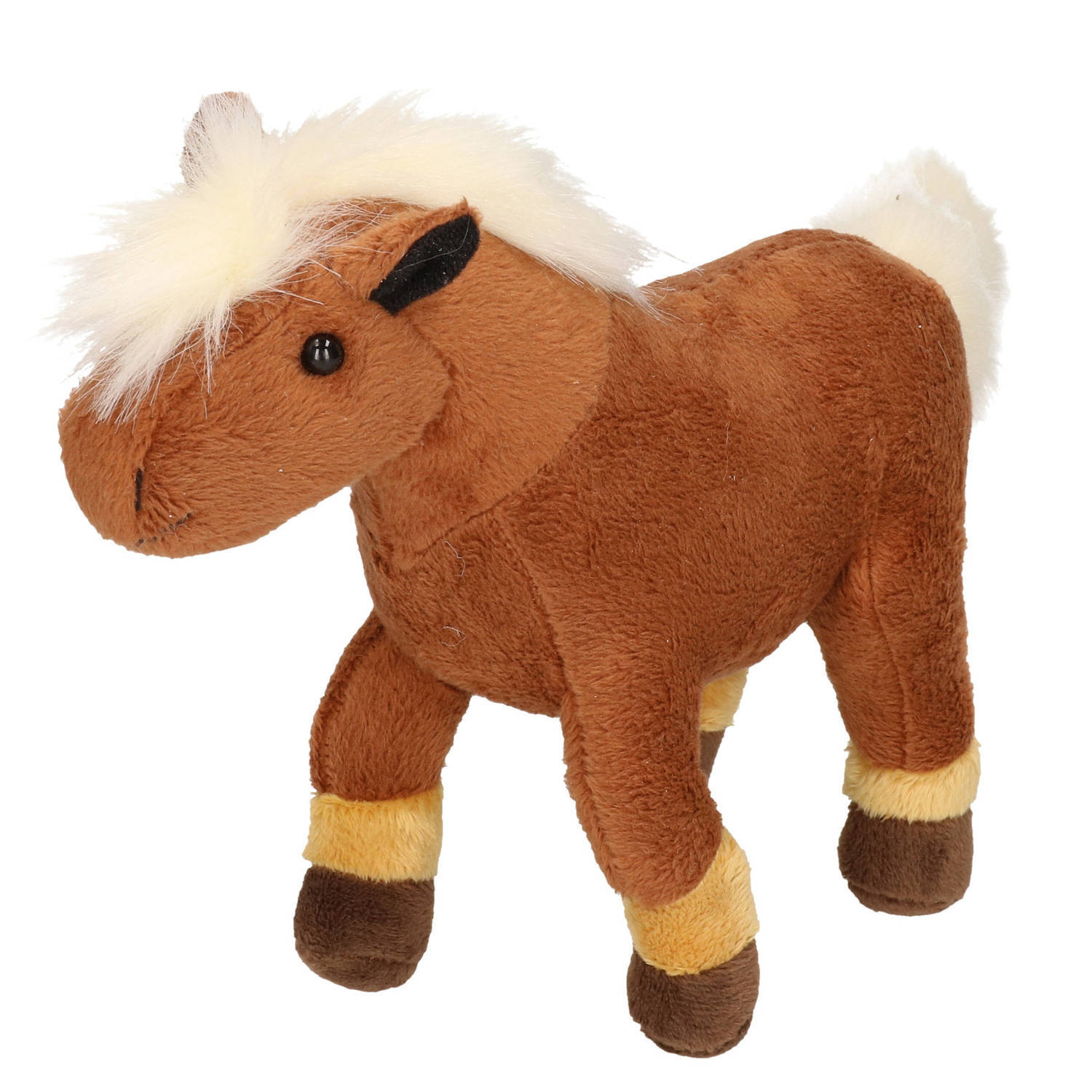 Cornelissen Pluche bruine veulen knuffel met witte manen 26 cm - Paarden knuffeldieren