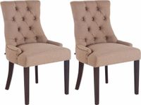 CLP Aberdeen Set van 2 eetkamerstoelen - Zonder armleuning - Hout - Stof - taupe antiek