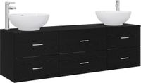 vidaXL Badkamermeubel Set 3-delig Zwart 161 x 44.5 x 80 cm Bewerkt hout