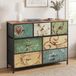 Mofor Ladekast - 100x30x78 cm - Opbergkast met 7 stoffen lades - metalen frame - Vintage Stijl - Veelkleurig