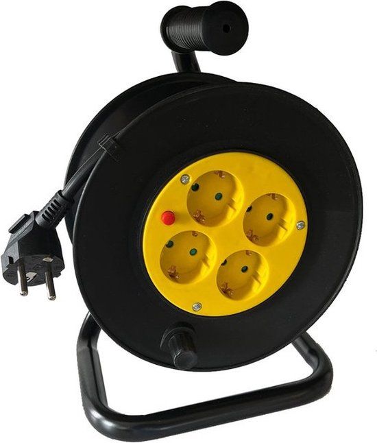 BRASQ Kabelhaspel Pro - 4-voudig - Zwart - 10 Meter