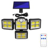 Lampe solaire d'extérieur avec 4 têtes de lampe, détecteur de mouvement et 198 LED COB
