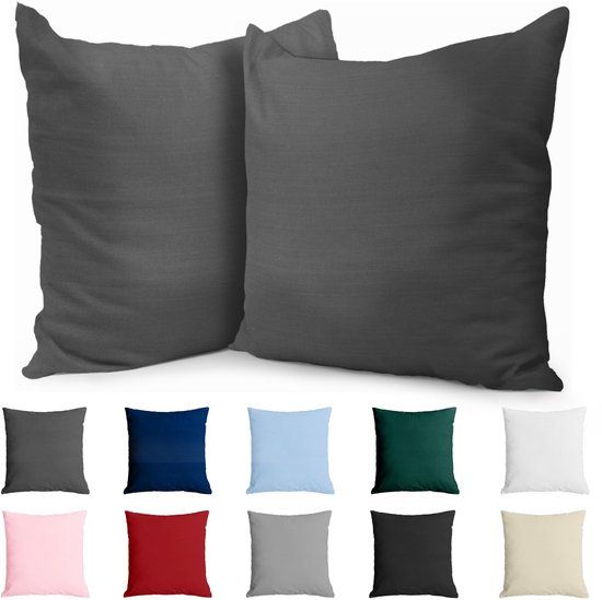 Dreamzie Kussensloop 60x60 Katoen Renforcé (set van 2) - Antraciet
