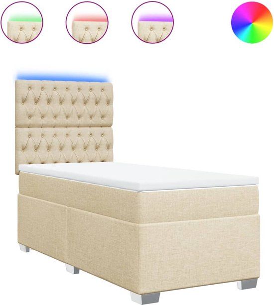 vidaXL Boxspring met Matras Crèmekleurig Stof 80x200 cm