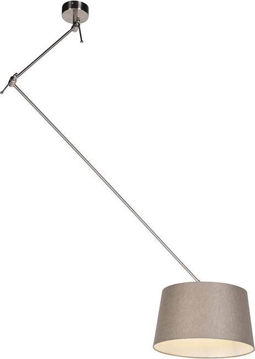 QAZQA blitz - Landelijkee Hanglamp met kap - 1 lichts - L 380 mm - Taupe - Woonkamer | Slaapkamer | Keuken