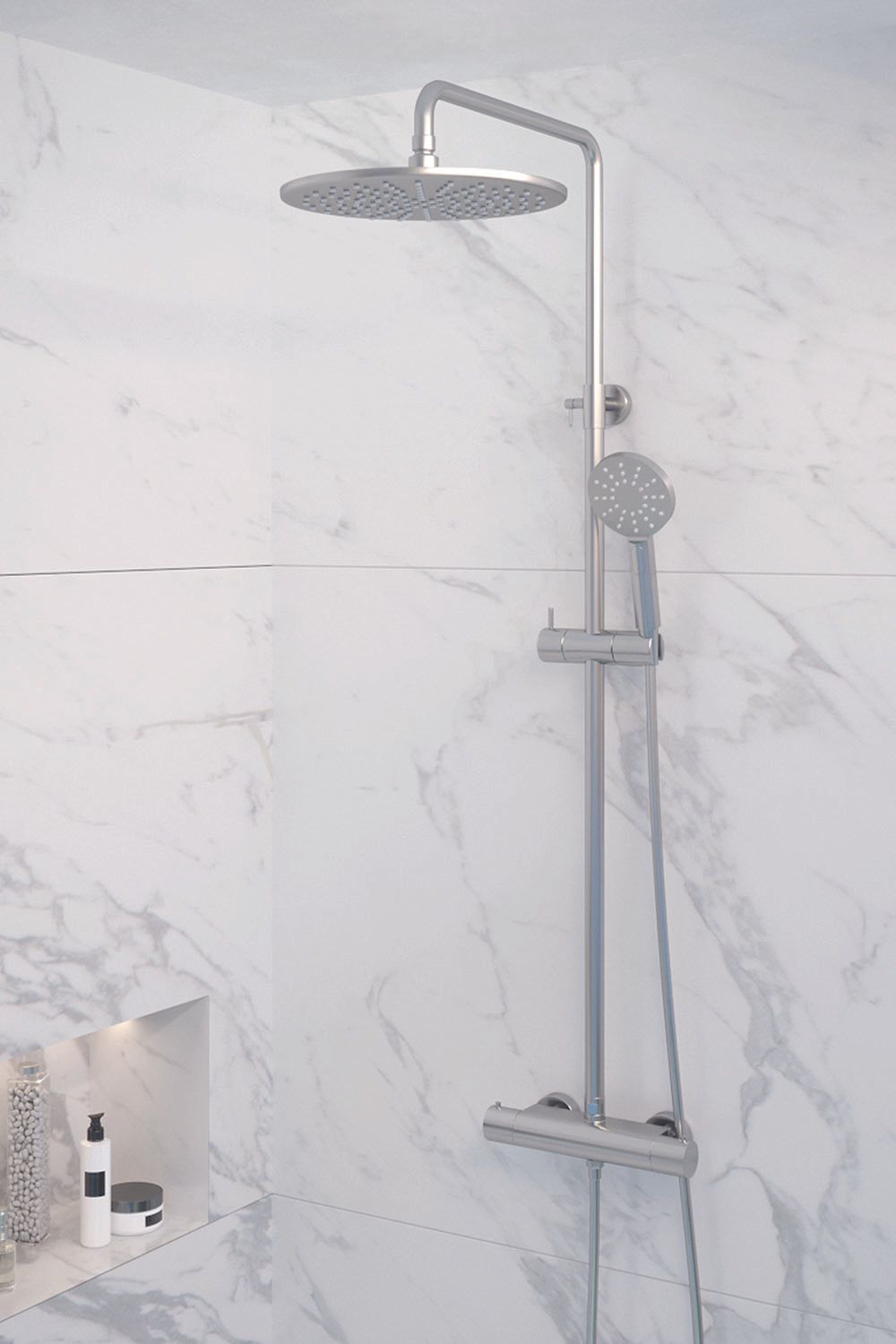 Brauer ColdStart Brushed Edition Showerpipe Set - Geborsteld Nikkel