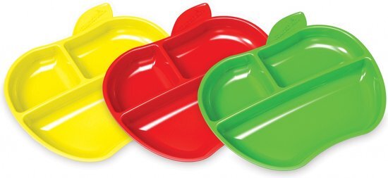 MUNCHKIN 3 Lil apple plates/appel eet schaaltjes geel, groen, rood