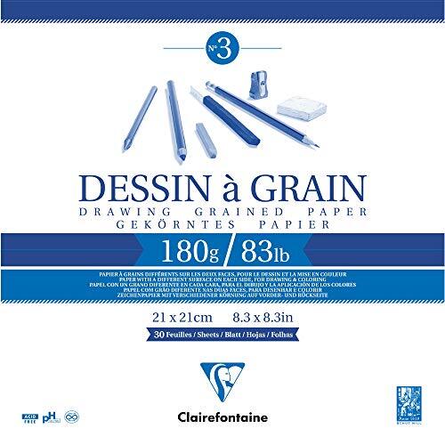 Clairefontaine 5 x tekenblok, 30 vellen, wit tekenpapier, 180 g/m², 21 x 21