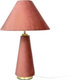 Merkloos Relaxdays Tafellamp fluweel - Ø 30 cm - slaapkamer - roze-goud