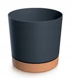 Prosperplast Tubo Serie - Kunststof Bloempot - 29,2 cm - Antraciet - Met Onderzetter