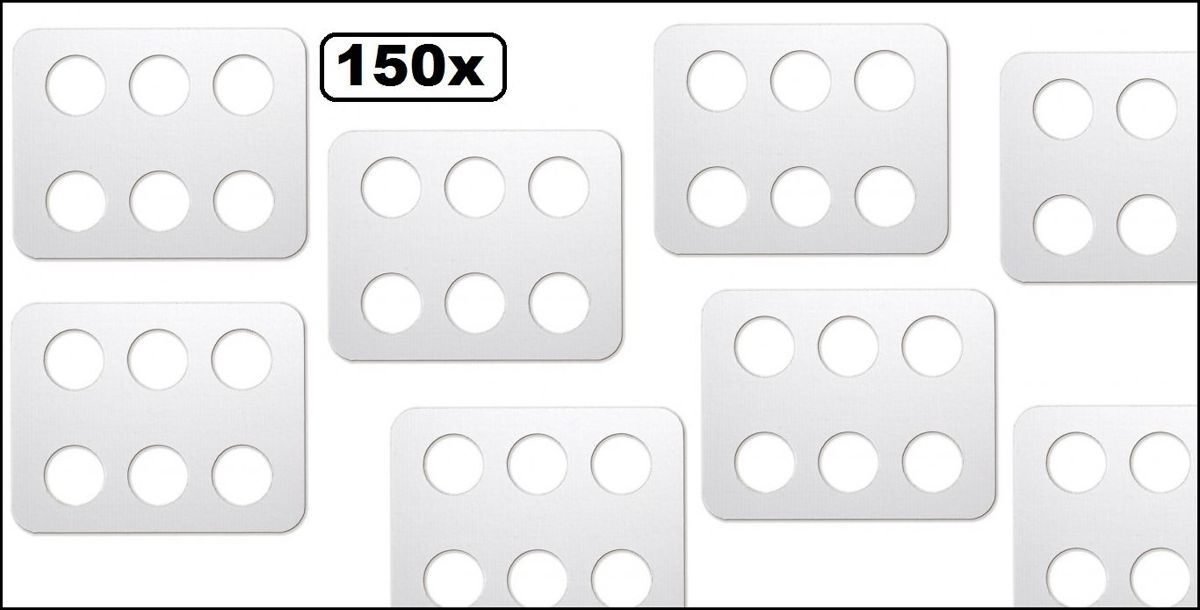 Themaparty Draagtrays voor 6 glazen - Karton - Wit - 150 stuks