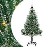 vidaXL Kunstkerstboom Sneeuw Gevlokt met LED Licht Groen en Wit 120 cm