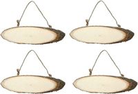 Merkloos Hobby Boomstam Ophang Bord - 4 Stuks - Beige Hout - 23 x 6 cm