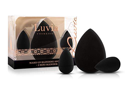 Luvia Cosmetics Luvia Beauty Blender Sponge Set - 3 make-up ei sponsjes in zwart - Super zachte blending spons in 2 maten voor nauwkeurig en groot mengen van cosmetica