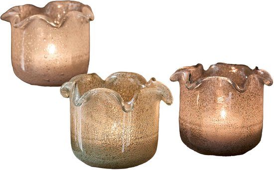 LOBERON Windlichtje set van 3 Venara bont