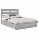 vidaXL Opbergbed met lade Grijs Sonoma 140 x 200 cm Bewerkt hout