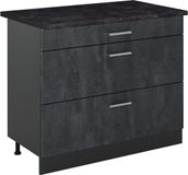 Vicco Keukenonderkast R-Line, Zwart beton/Antraciet, 100 cm antraciet werkblad