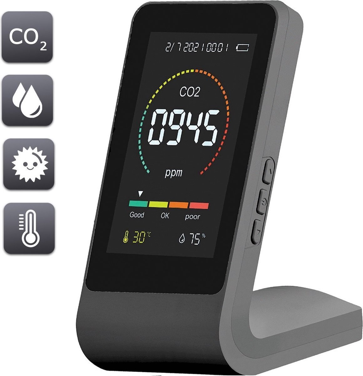 PIXXO PiXXO® CO2 meter & Hygrometer voor Binnen Zelfkalibrerende NDIR